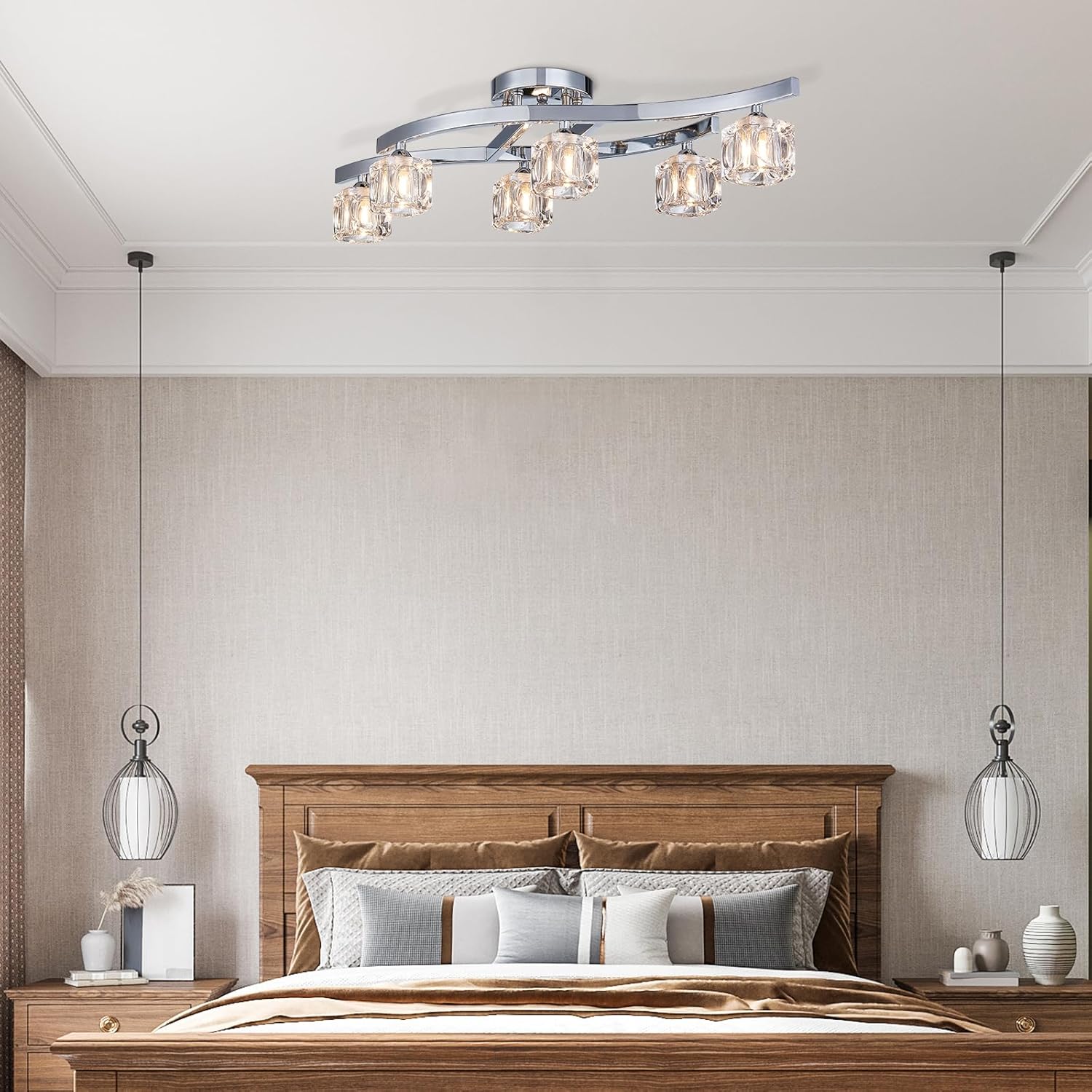 Luxe Metal Chandelier — 6-Light - View 2