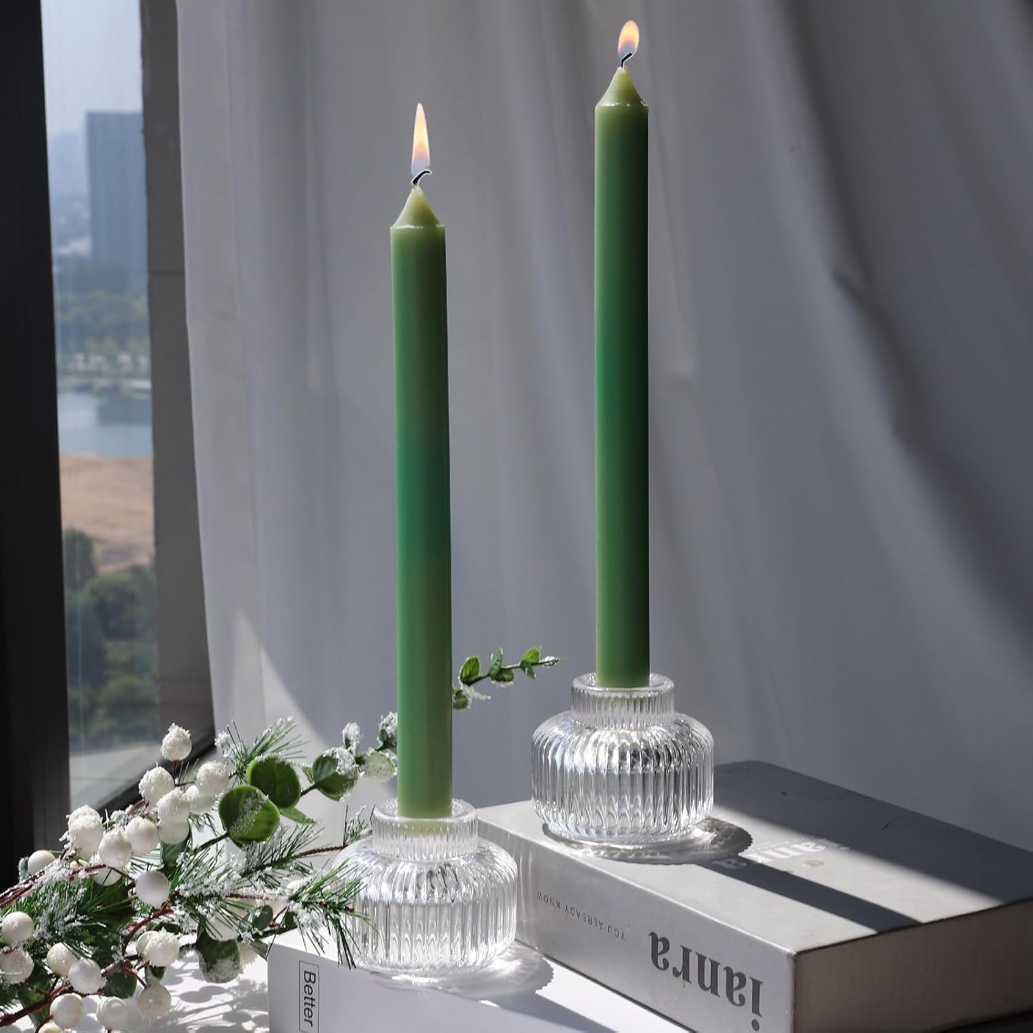 Blue Candle — Set of 4 — Clear