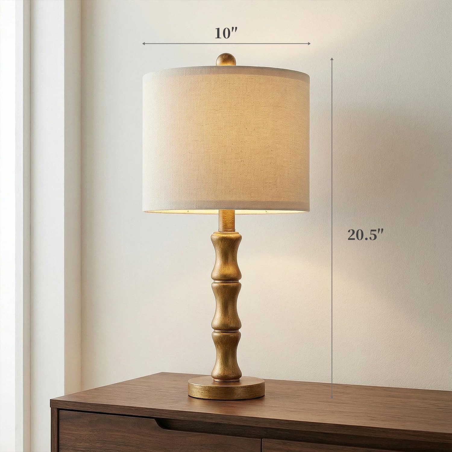 Linen Farmhouse Brown Bedside Lamp — 20.5" - View 3