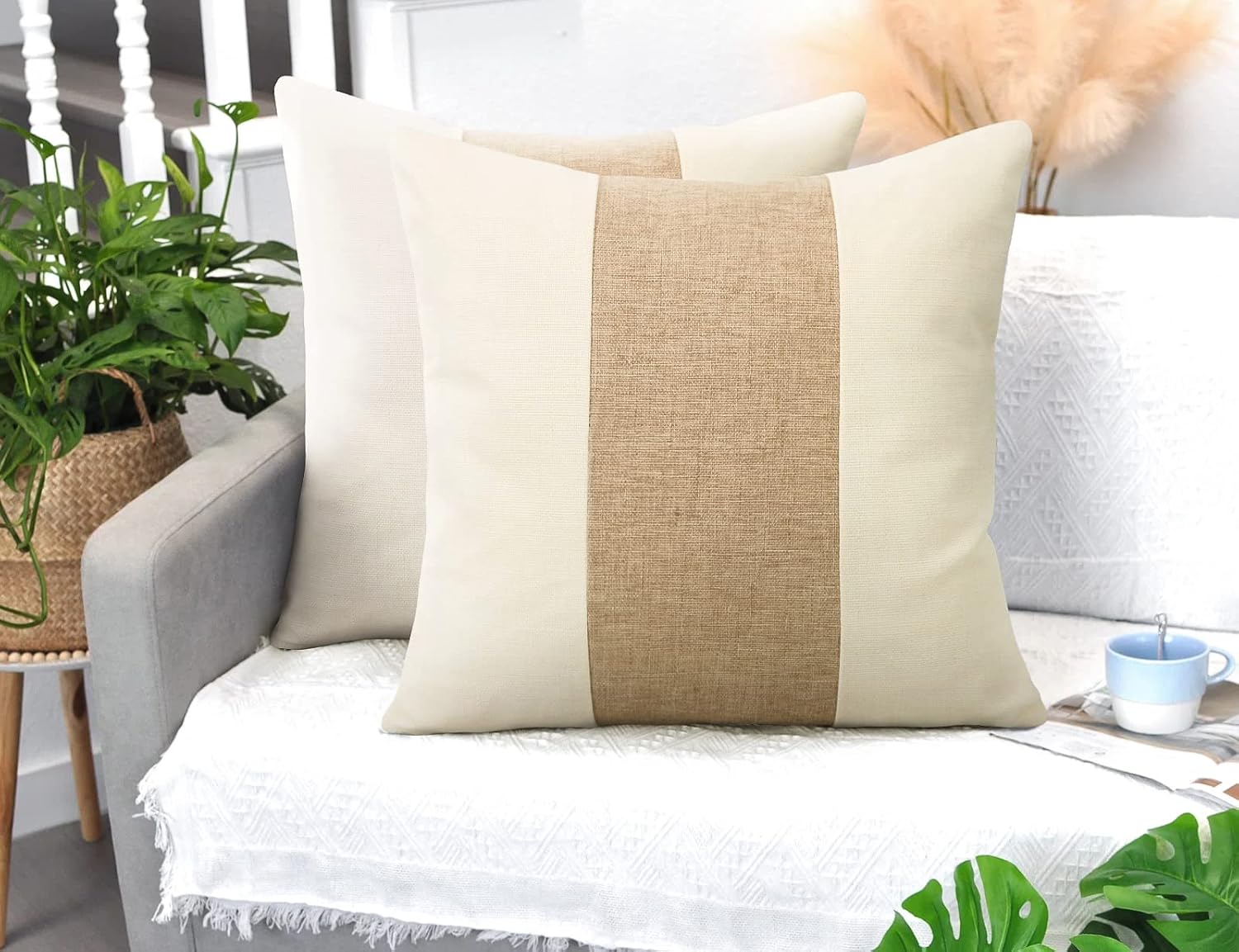 Lumbar Boho Fabric Throw Pillow Cover — 20" — 18" x 18" (Pack of 2)