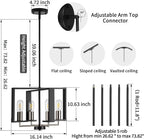 Adjustable Farmhouse Black Chandelier — 16.14" - View 3