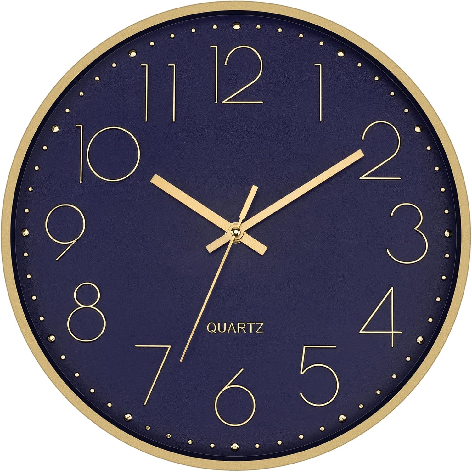 Battery Operated Luxe Black Wall Clock — 12" — Blue