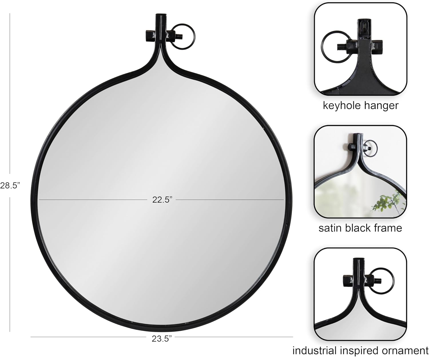Framed Modern Black Wall Mirror — 28.5" - View 2