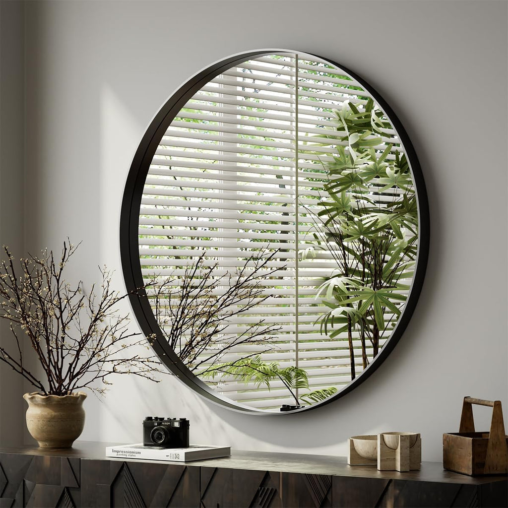 Round Modern Black Mirror — 24" - View 5