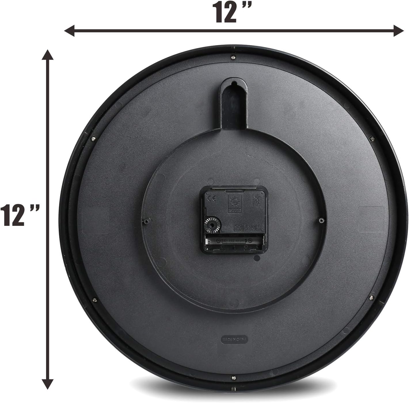 Battery Operated Black Wall Clock — 12" - View 7