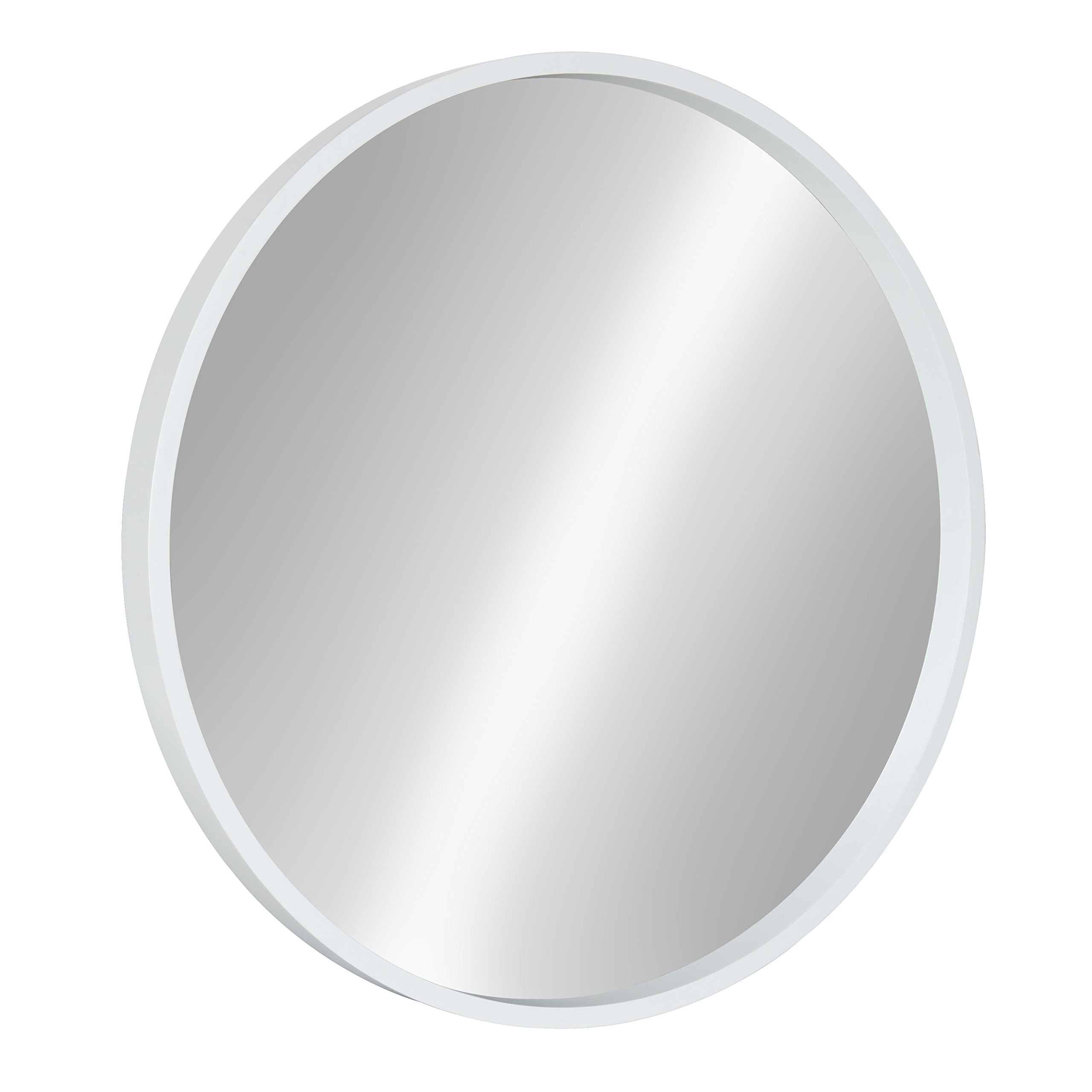 Round Modern Wood Wall Mirror — 21.6"
