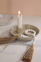 Round Boho White Candle