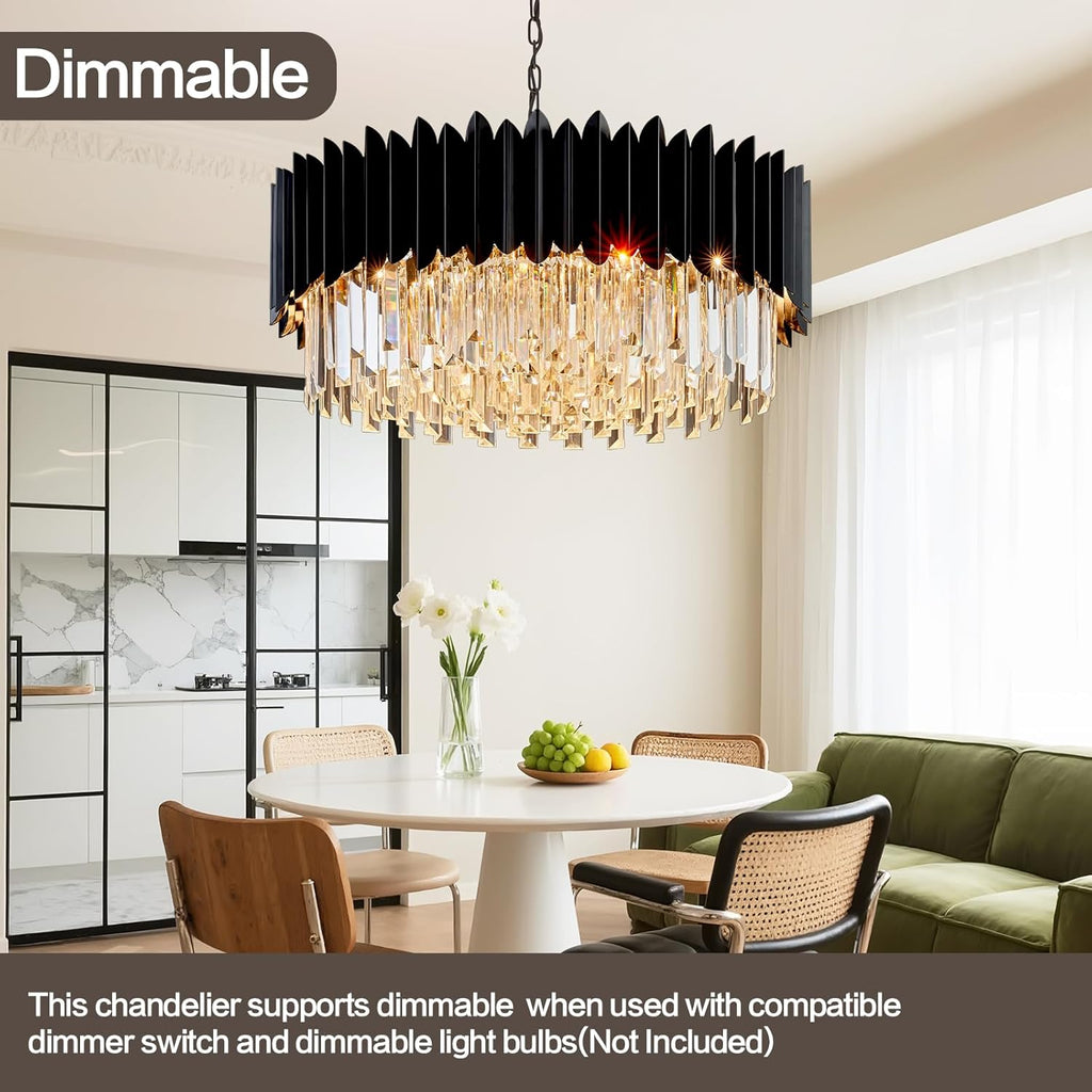 Round Luxe Black Chandelier — 24" - View 5