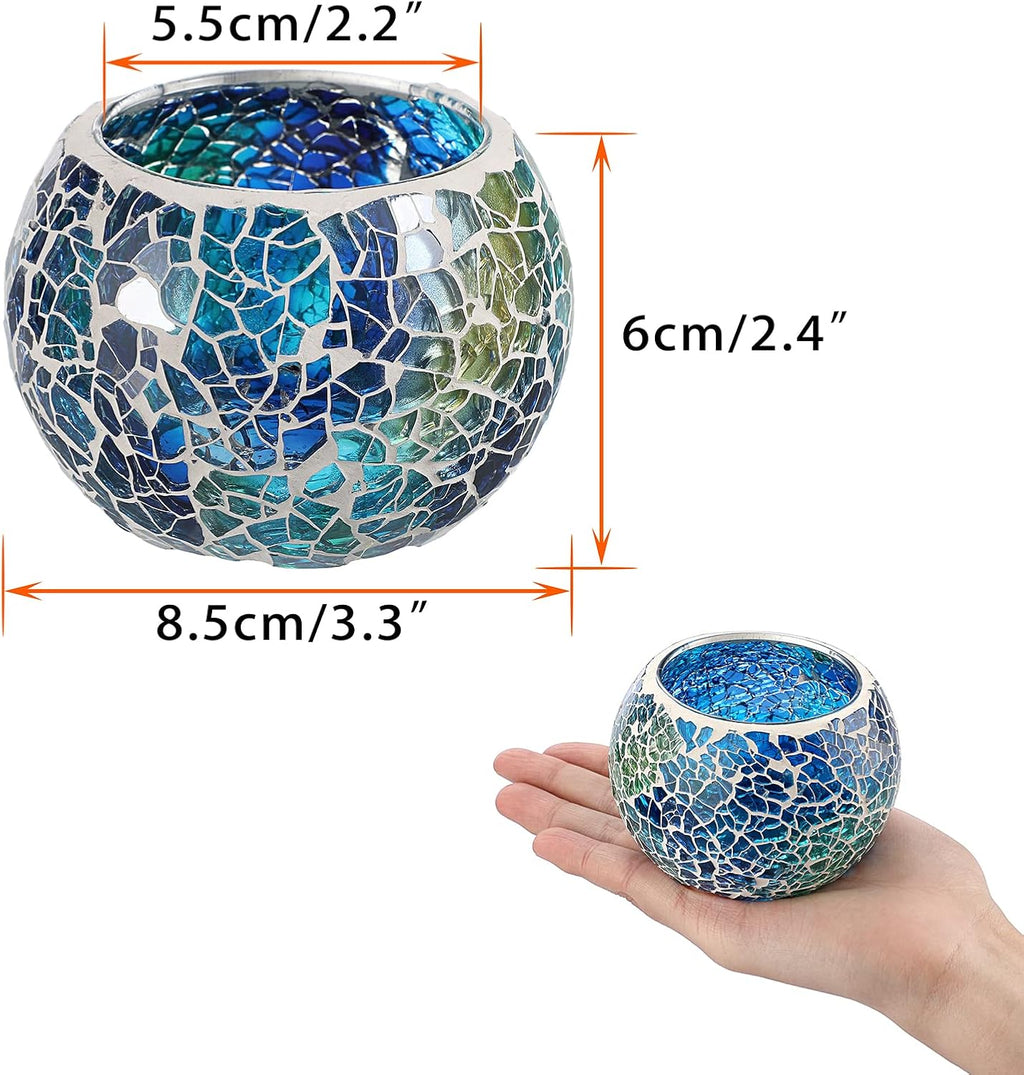 Round Blue Pillar Candle — Set of 3 - View 3