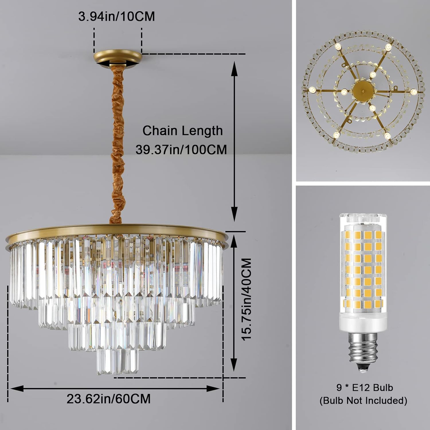 Adjustable Luxe Black Chandelier - View 5