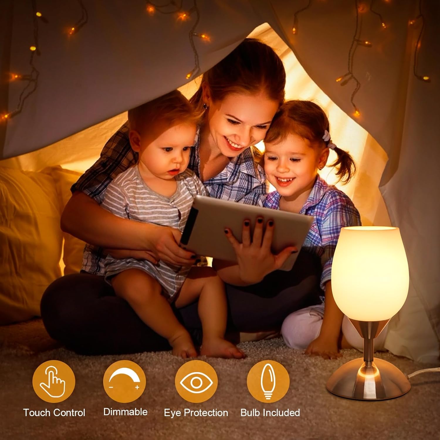 Dimmable Black Bedside Lamp - View 2