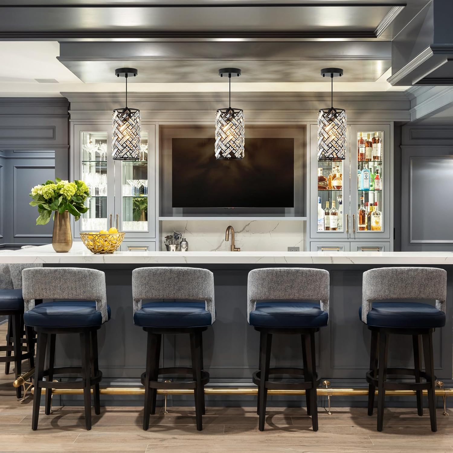 Round Luxe Black Chandelier - View 8