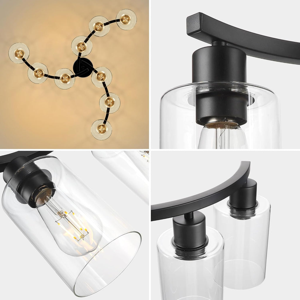 Farmhouse Black Chandelier — 9-Light - View 7