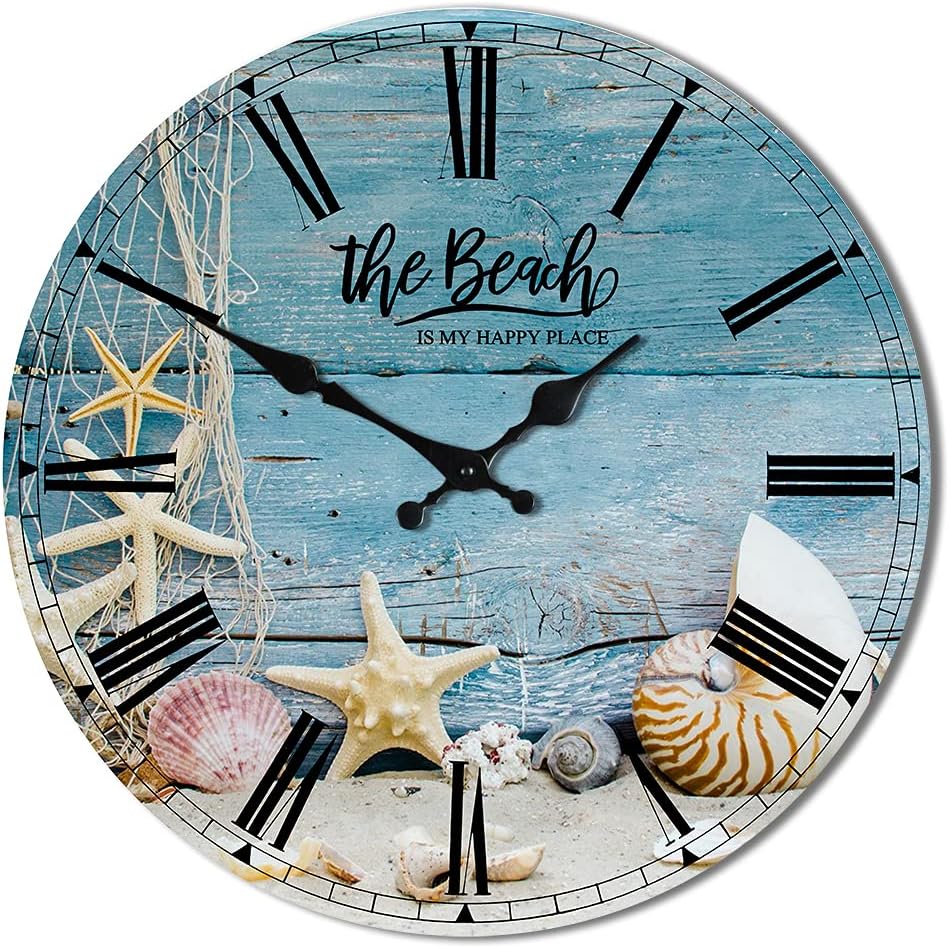 Farmhouse Blue Wall Clock — 12" — Ocean Blue