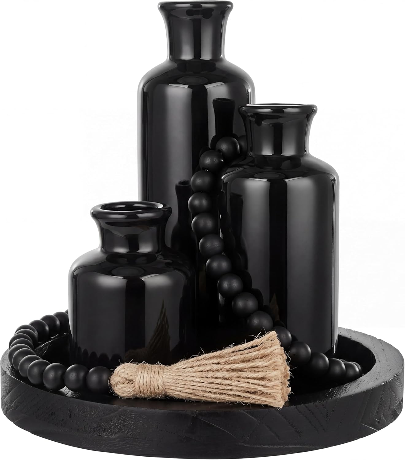 Boho Black Vase — Set of 3 — Black