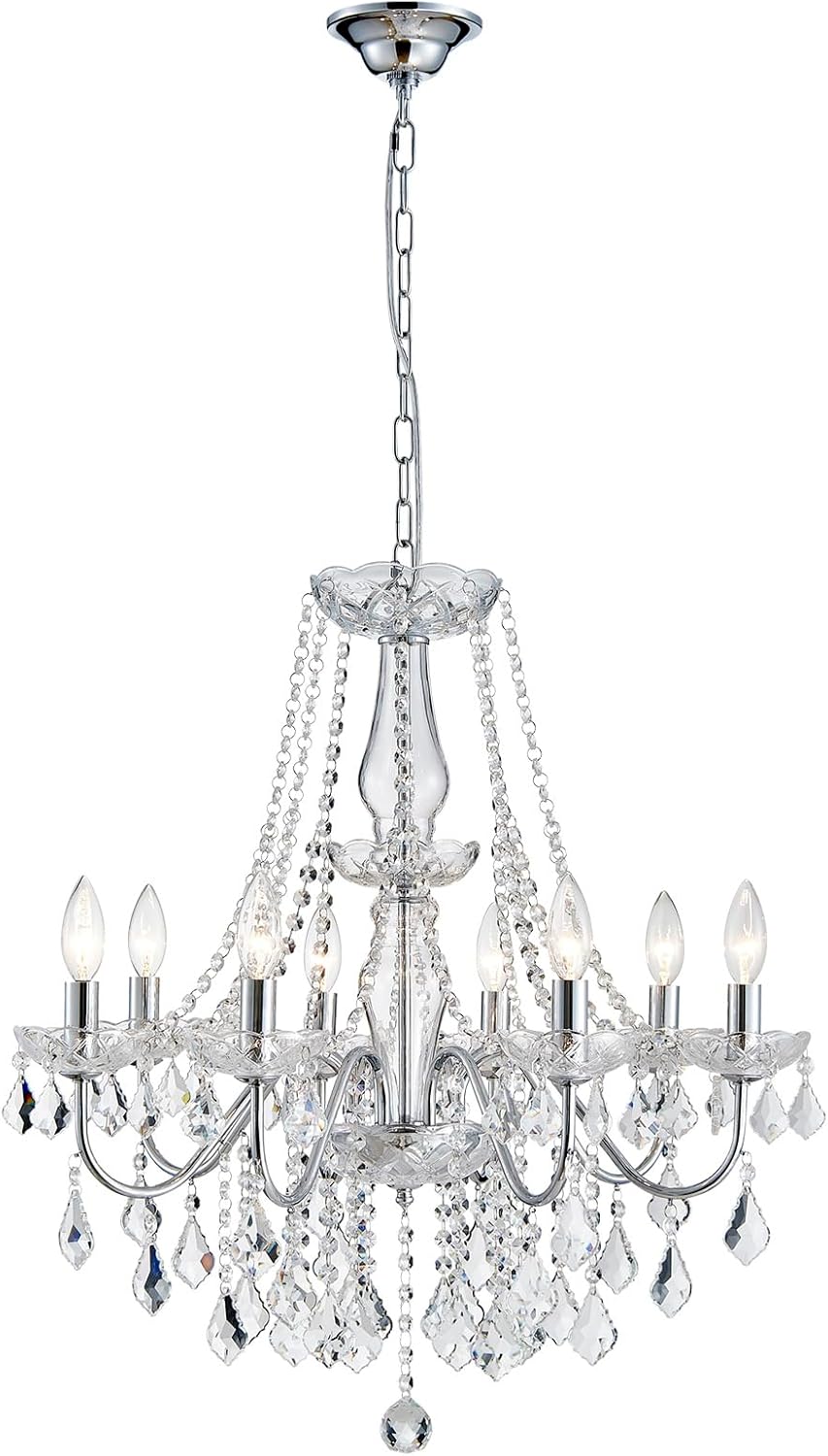 Adjustable Luxe Black Chandelier — 27" — Chrome