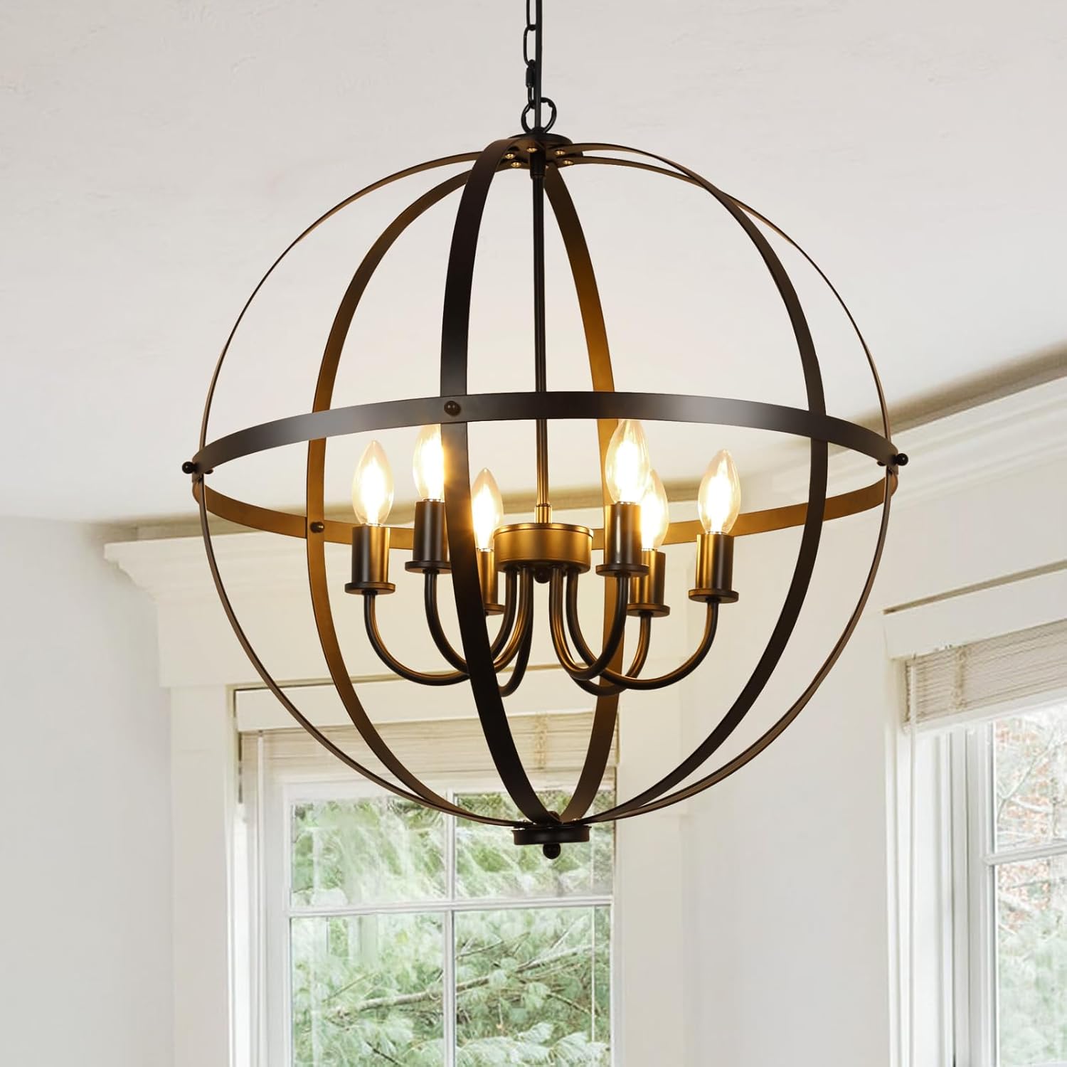 Vintage Black Chandelier — 3-Light — 6-Light Black