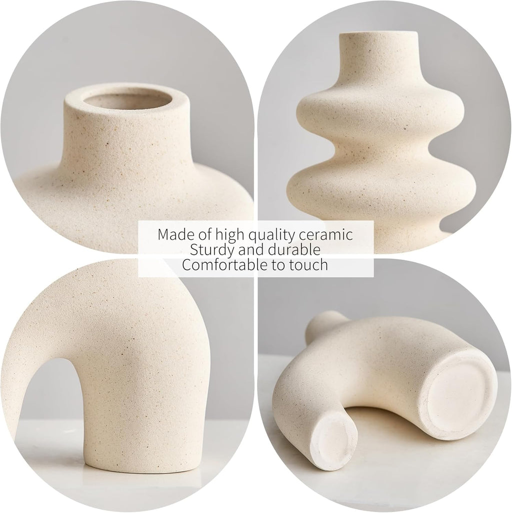 Round Boho Black Flower Vase — Set of 3 - View 7