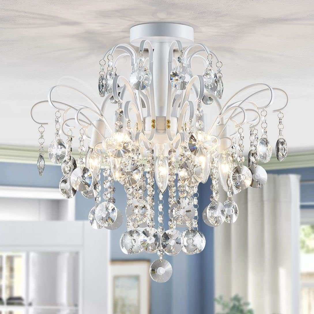 Luxe Black Chandelier — 5-Light — White
