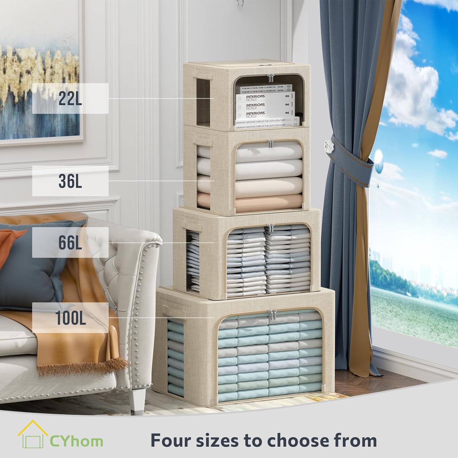 Linen Beige Throw Pillow - View 3