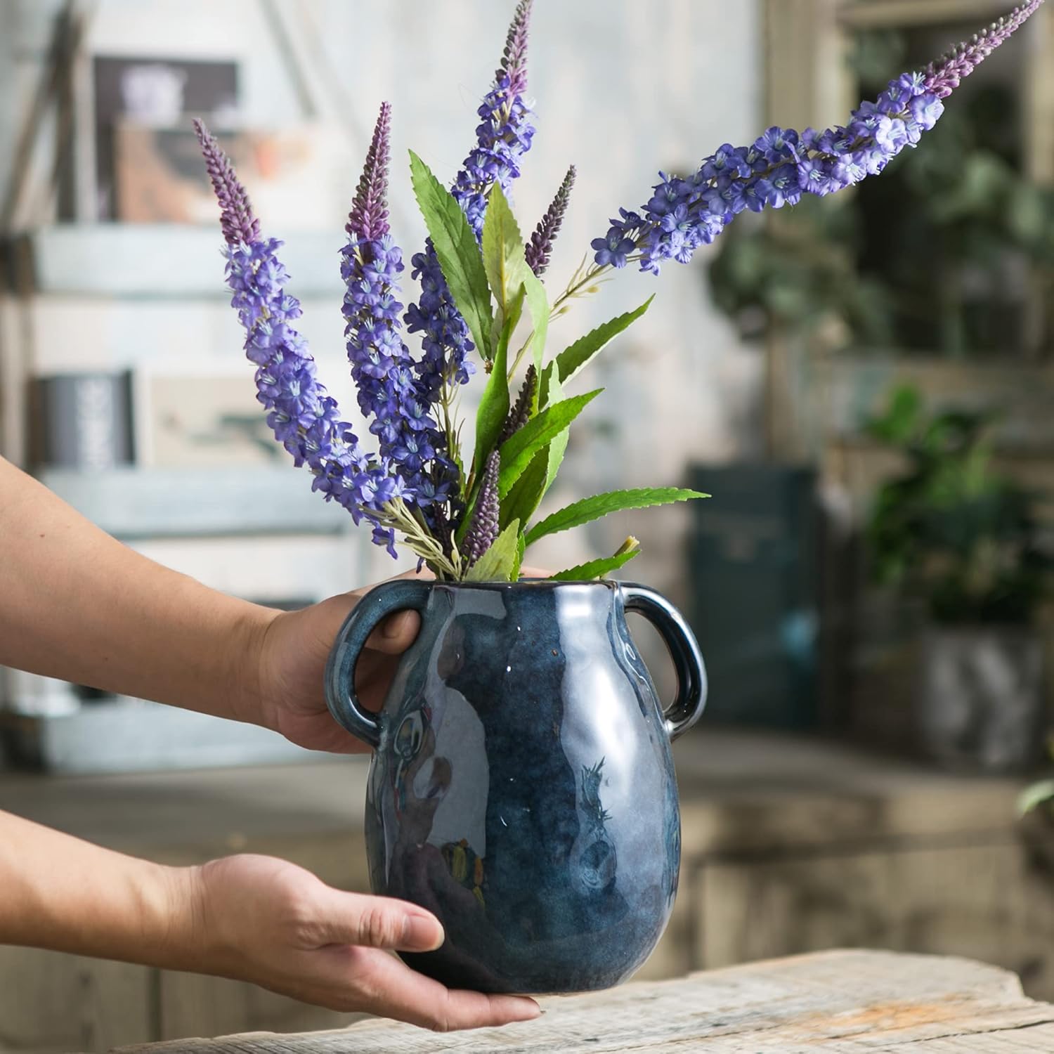 Farmhouse Black Flower Vase — 7" - View 5
