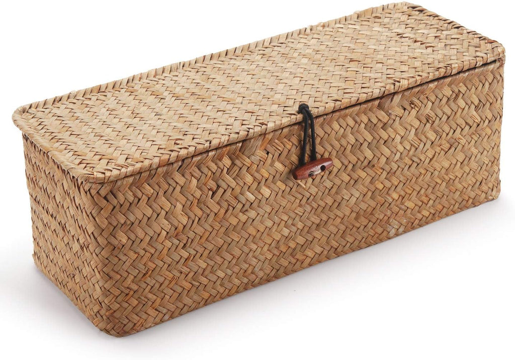 Rectangular Boho Beige Storage Basket — 5" - View 3