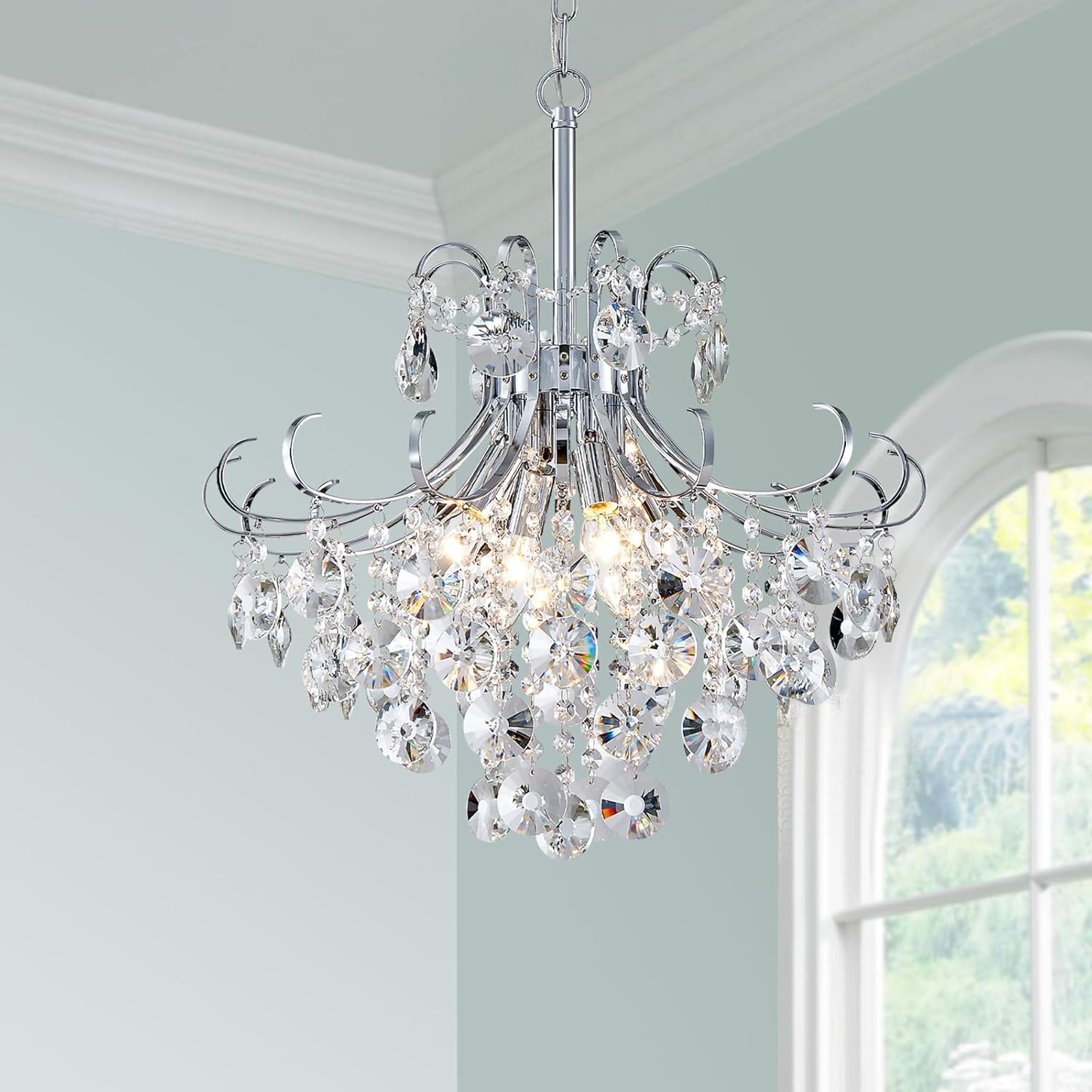 Luxe Black Chandelier — 4-Light — Chrome Chandelier