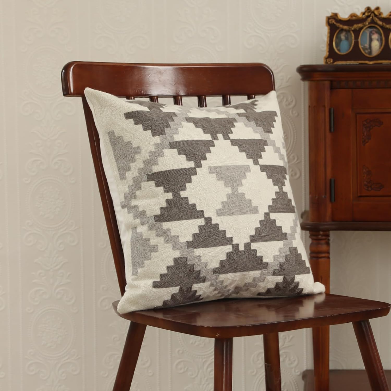 Boho Fabric Throw Pillow Cover — 18" - View 2