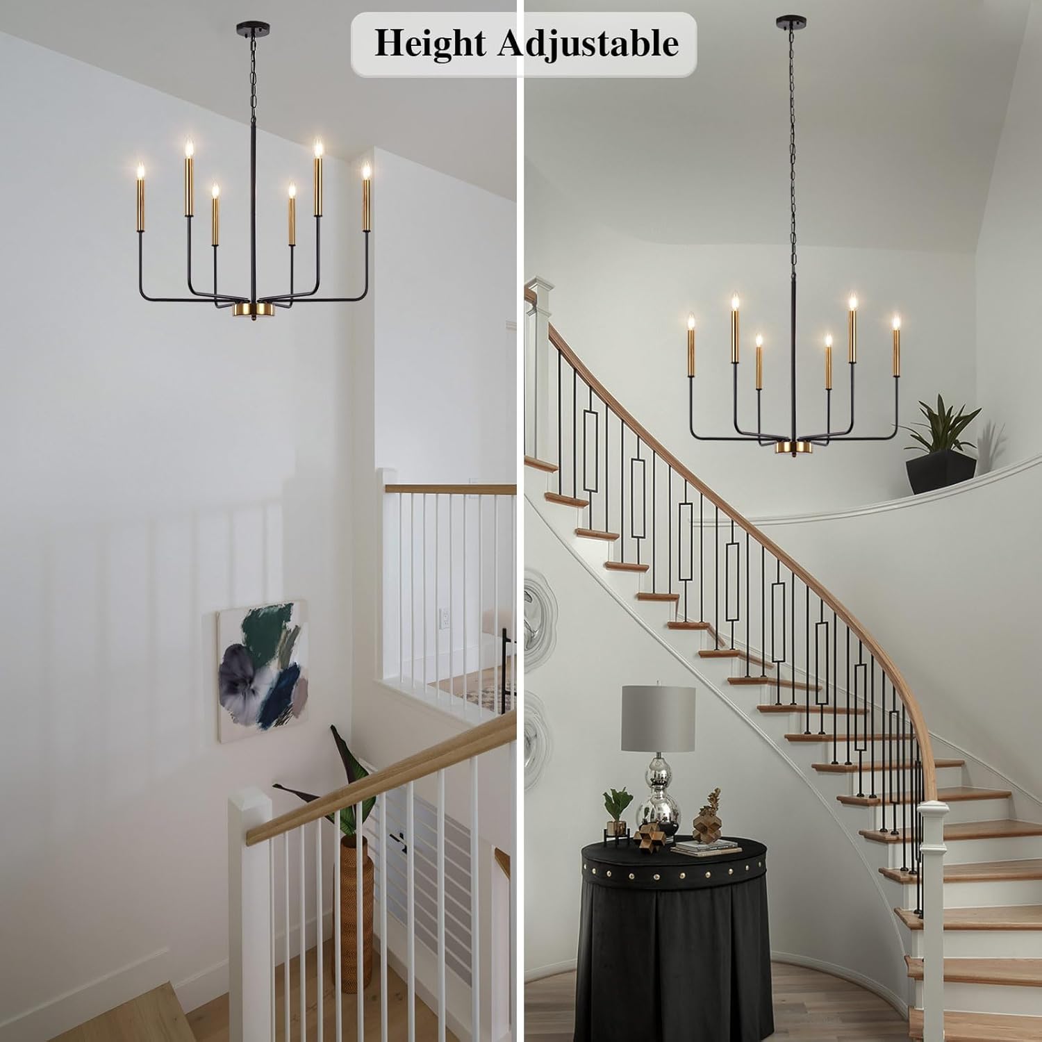 Farmhouse Black Chandelier — 6-Light - View 4