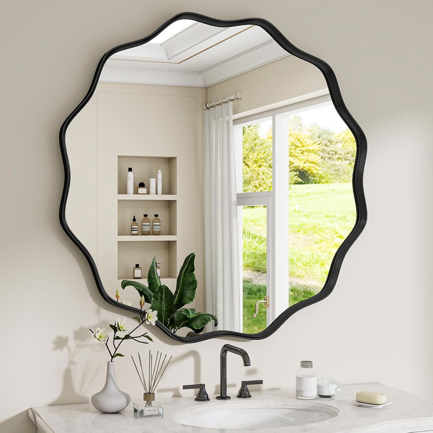 Round Black Mirror — 20" — Black