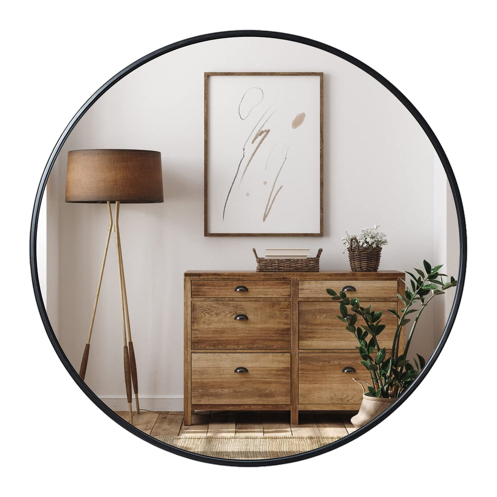 Black Round Mirror — 39"