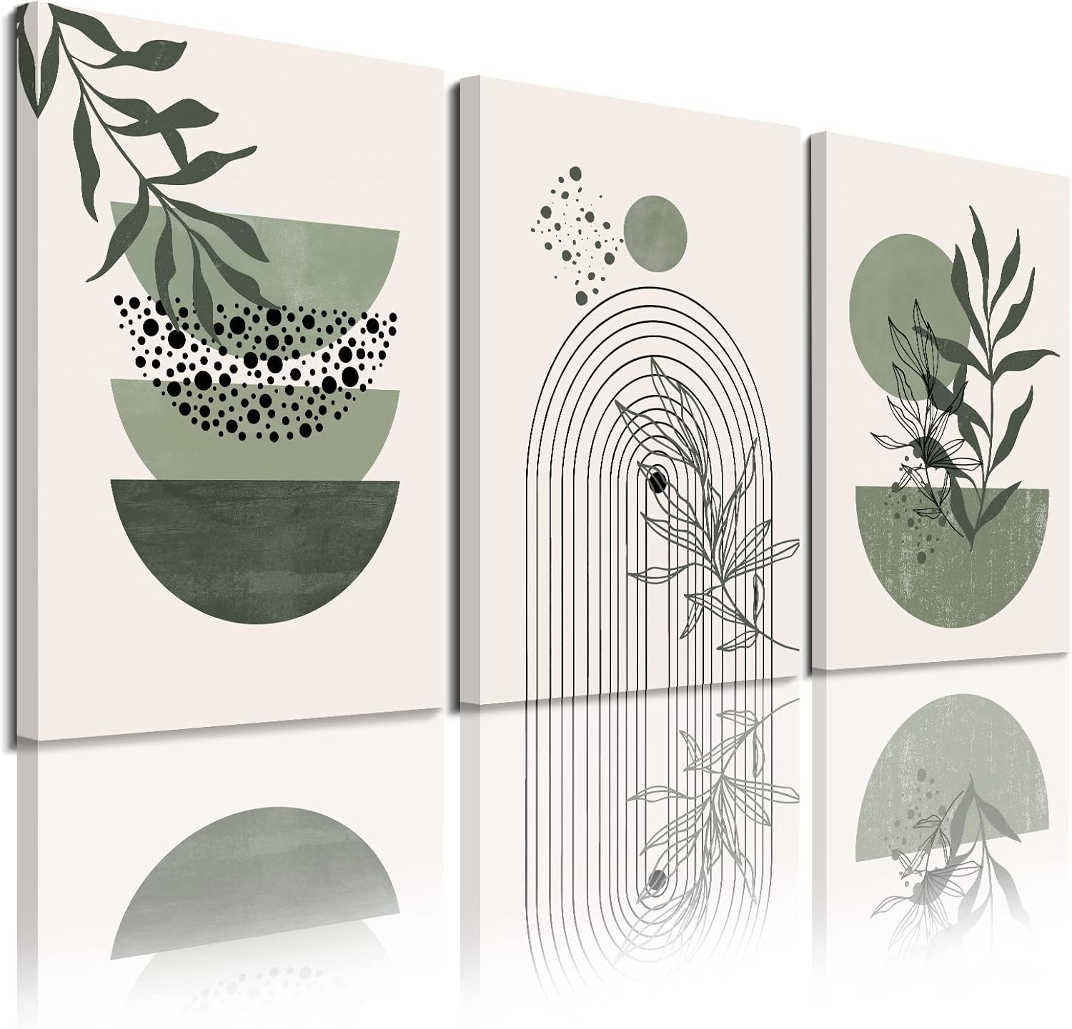 Boho Green Framed Wall Art — 16" — Green Boho Prints
