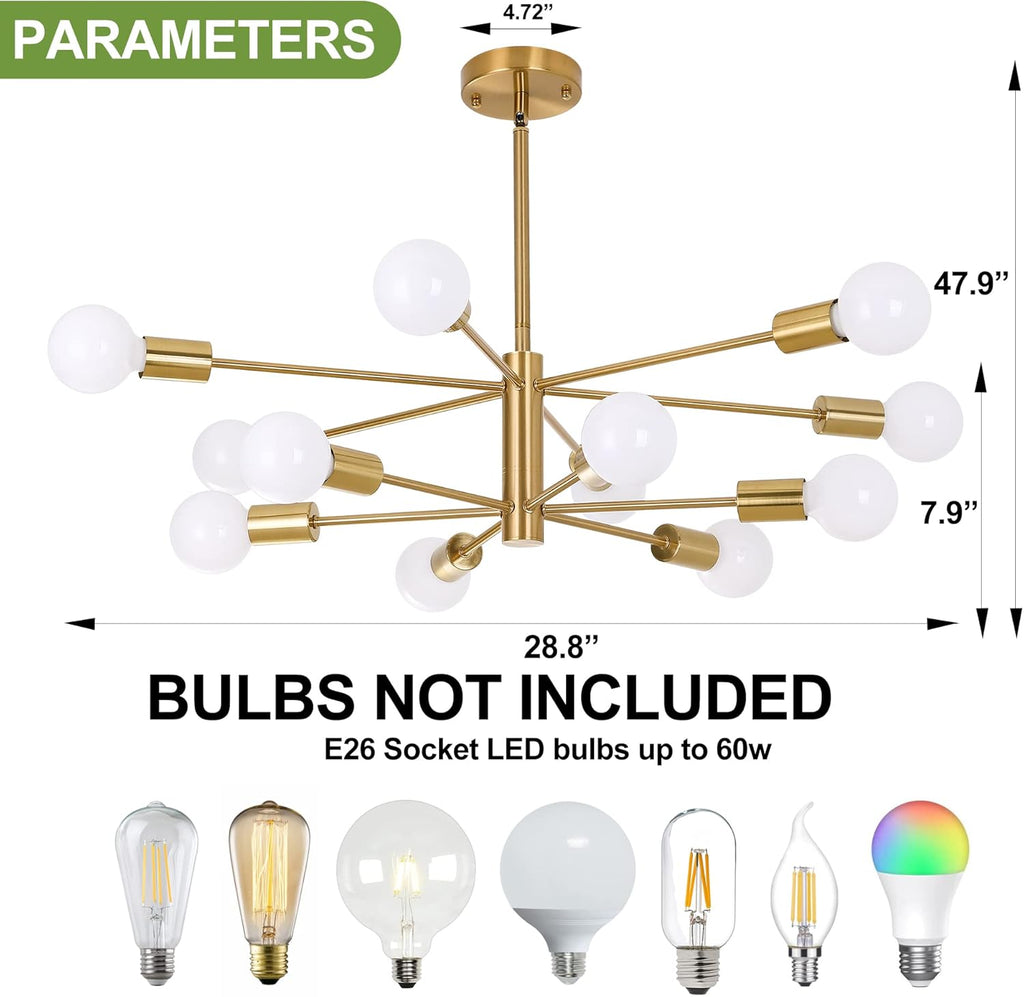 Adjustable Luxe Black Chandelier — 12-Light - View 7