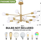 Adjustable Luxe Black Chandelier — 12-Light - View 7