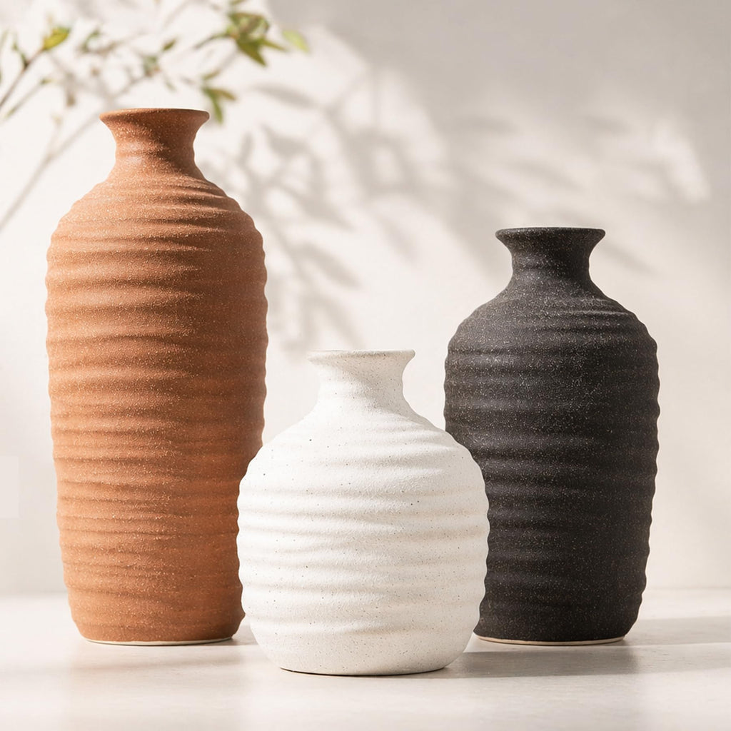 Boho Brown Decorative Vase — Set of 3