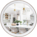 Round Boho Brown Wall Mirror — 24" — 24"L x 24"W