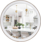 Round Boho Brown Wall Mirror — 24" — 24"L x 24"W