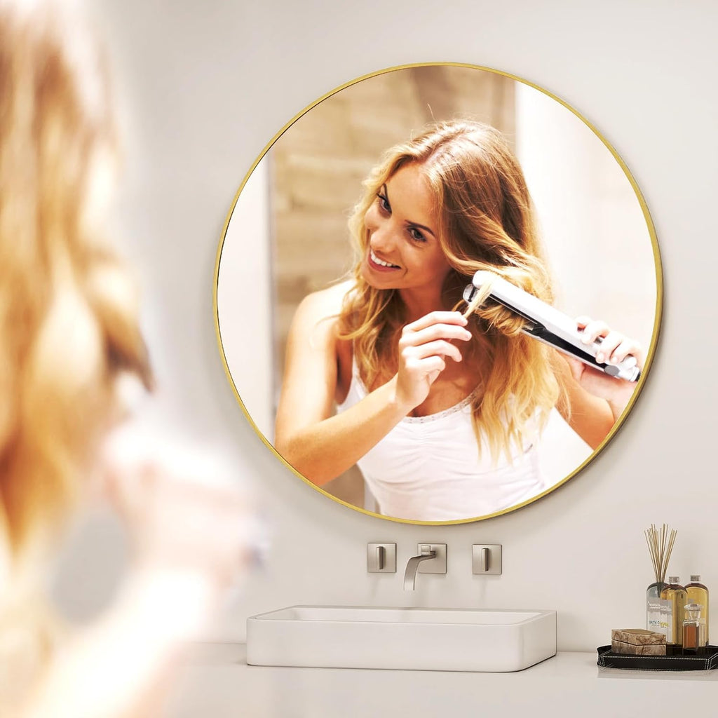 Round Luxe Black Wall Mirror — 32" - View 4