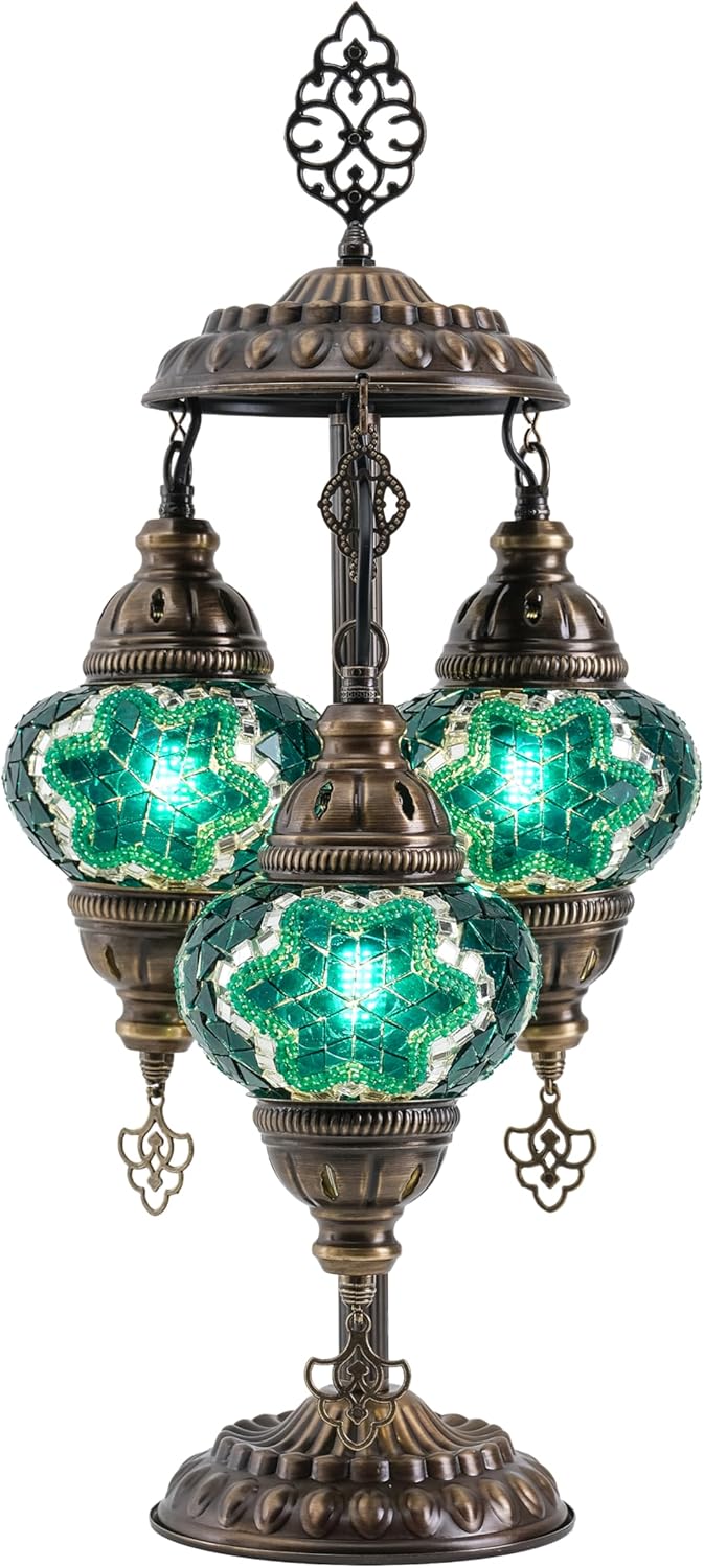 Vintage Boho Blue Table Lamp - View 5