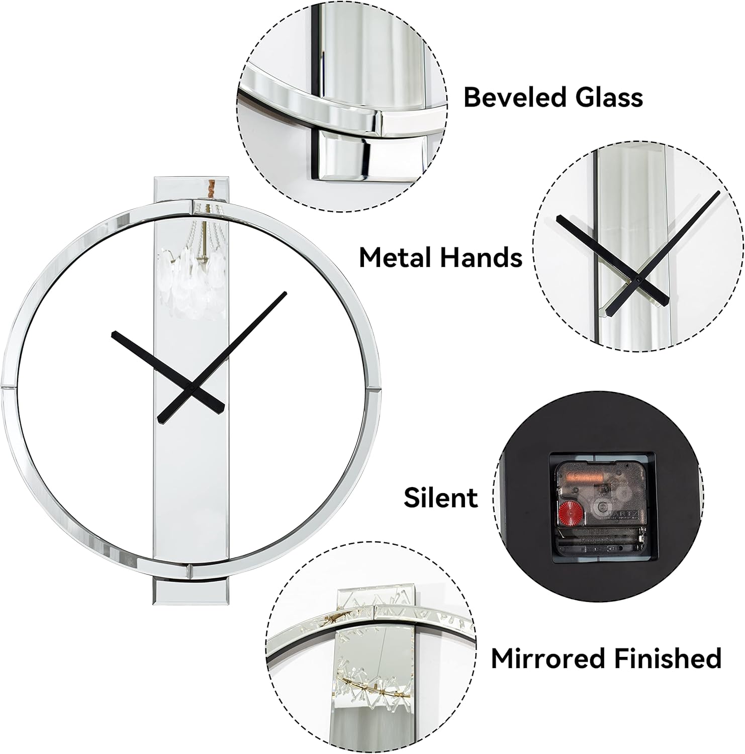 Round Modern Black Mirror — 23" - View 5