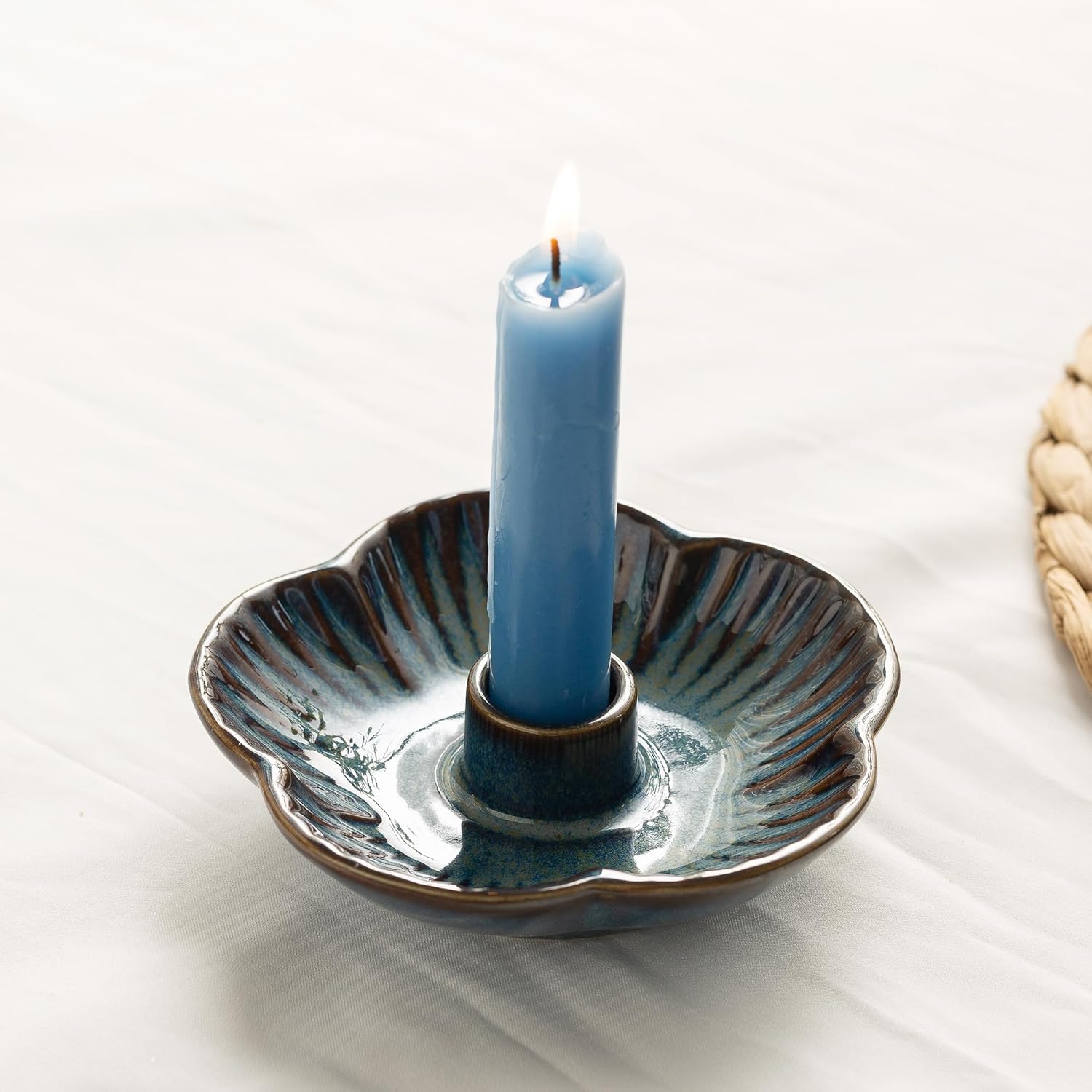 Vintage Farmhouse Black Candle — Blue