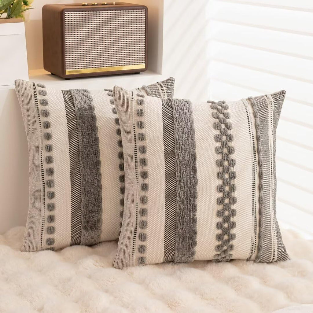 Chenille Boho Black Throw Pillow Cover — 18" - View 4