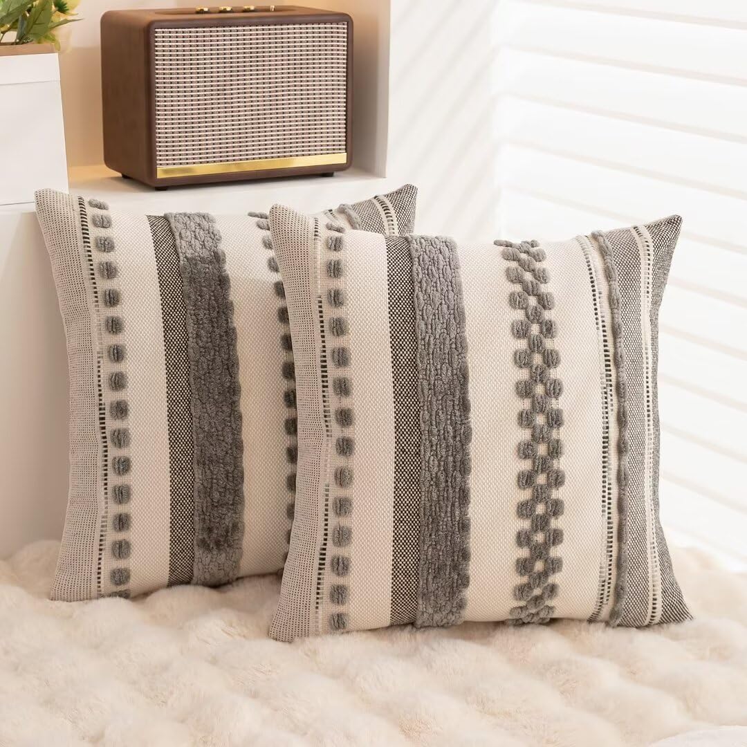 Chenille Boho Black Throw Pillow Cover — 18" - View 4