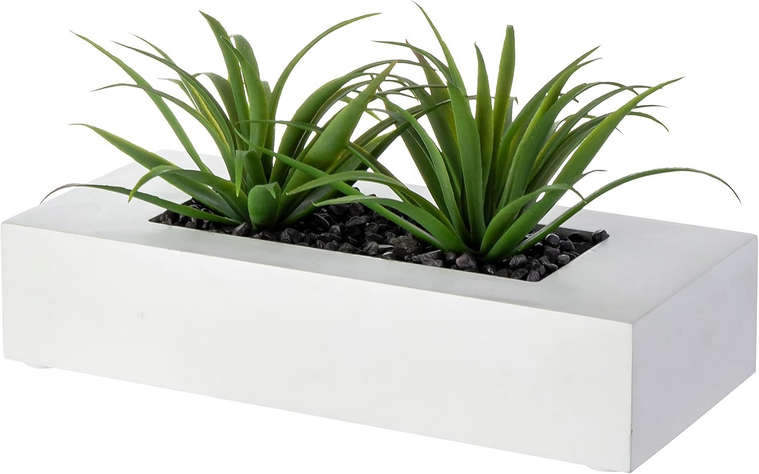Rectangular Black Faux Plant — 10" — White