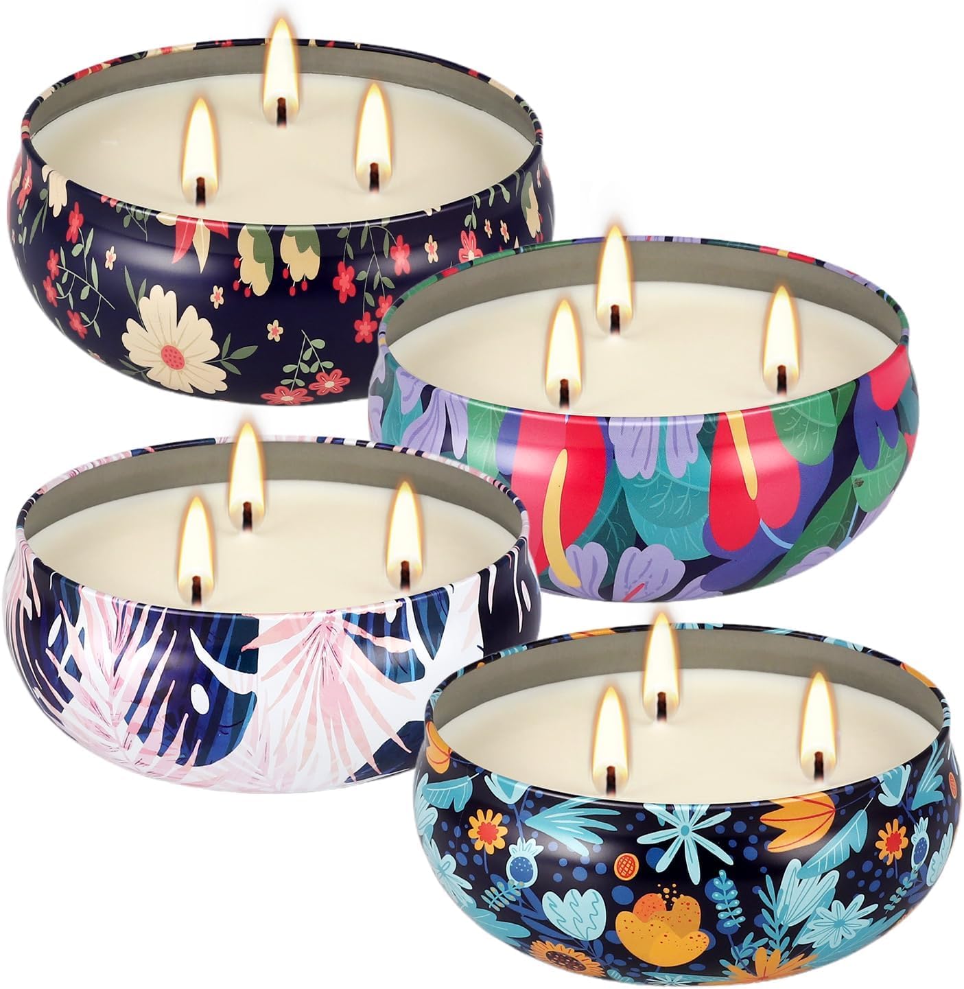 Soy Wax Black Scented Candle — 4x13 — 4Ps- Tropical Printed colors