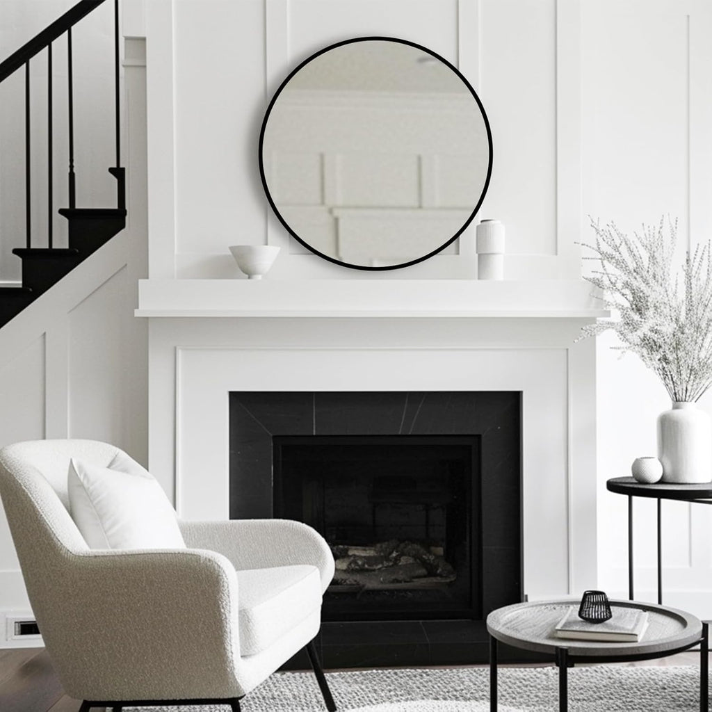 Round Black Wall Mirror — 30" - View 5