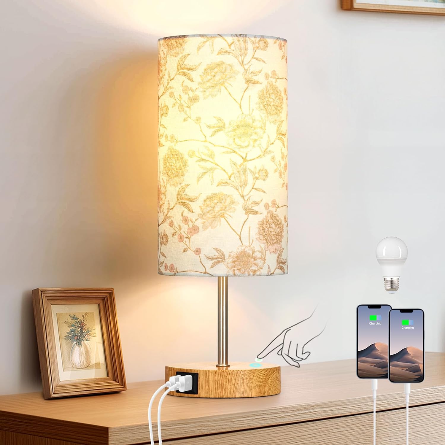 Dimmable Blue Bedside Lamp — Flower-2