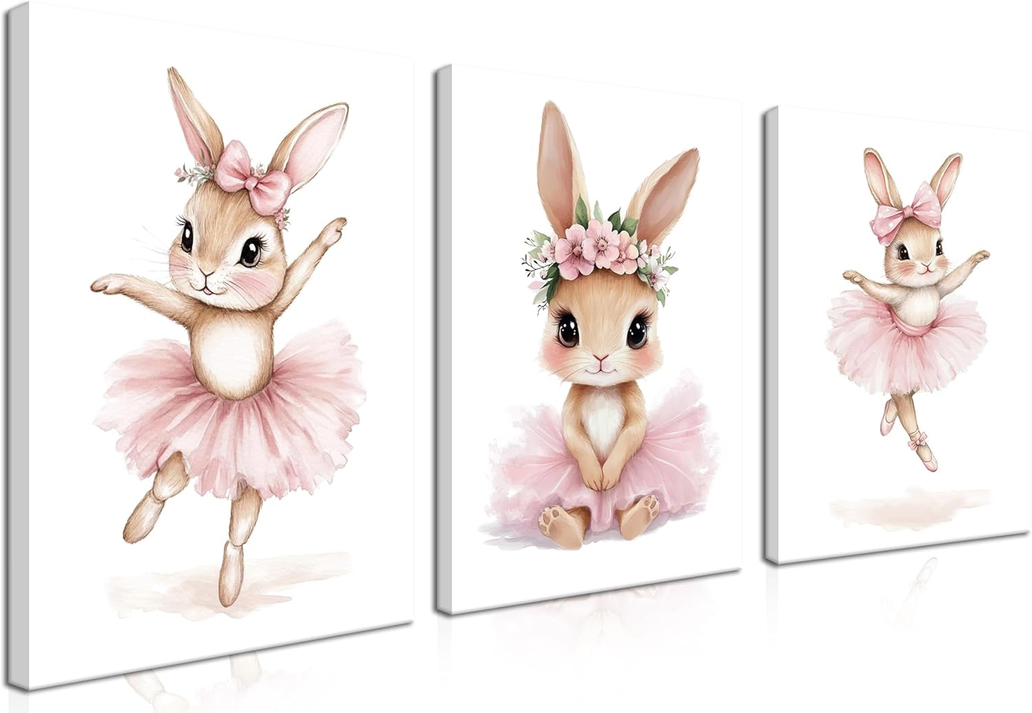 Framed Blue Canvas Wall Art — 12" — Pink Bunny Canvas Wrapping