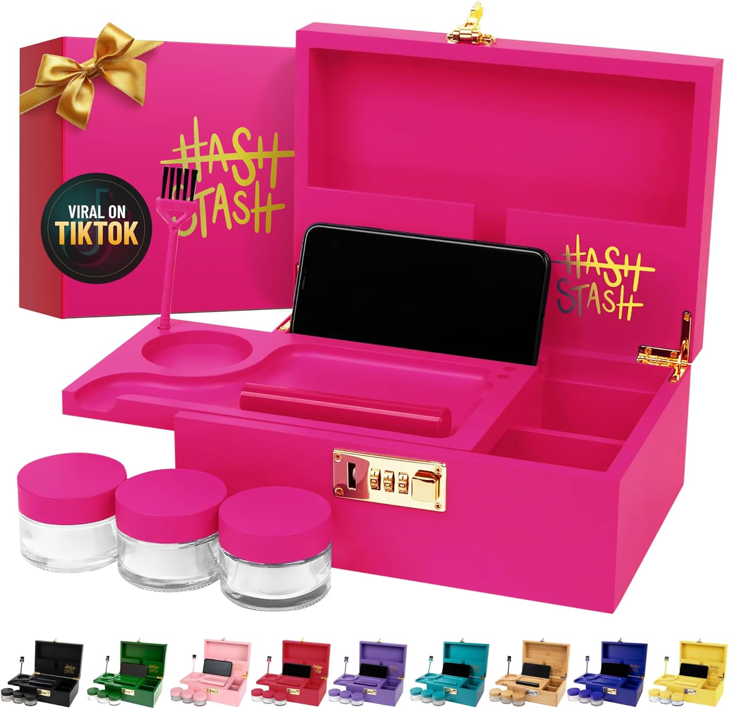 Luxe Black Vase — Neon Pink