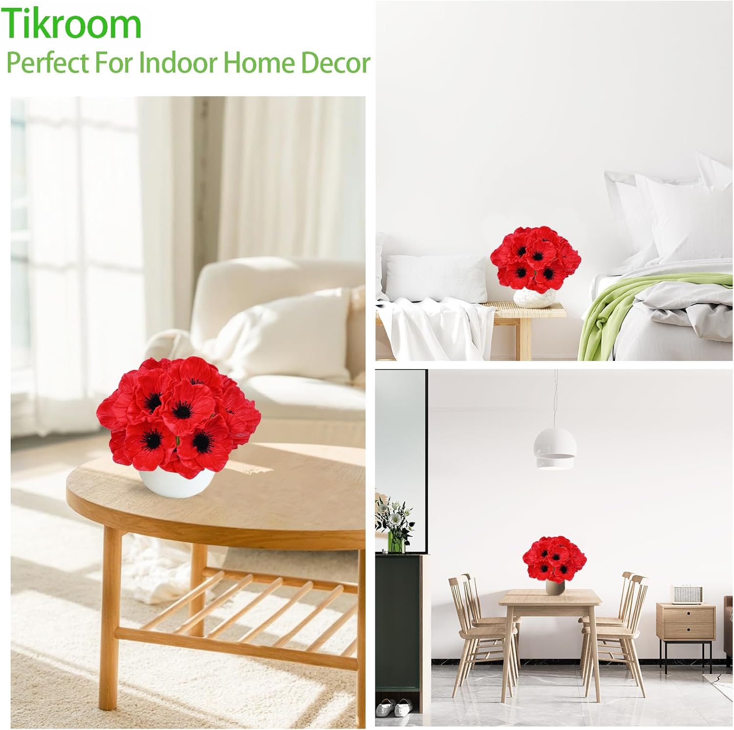 Red Artificial Flowers — 11" - View 3